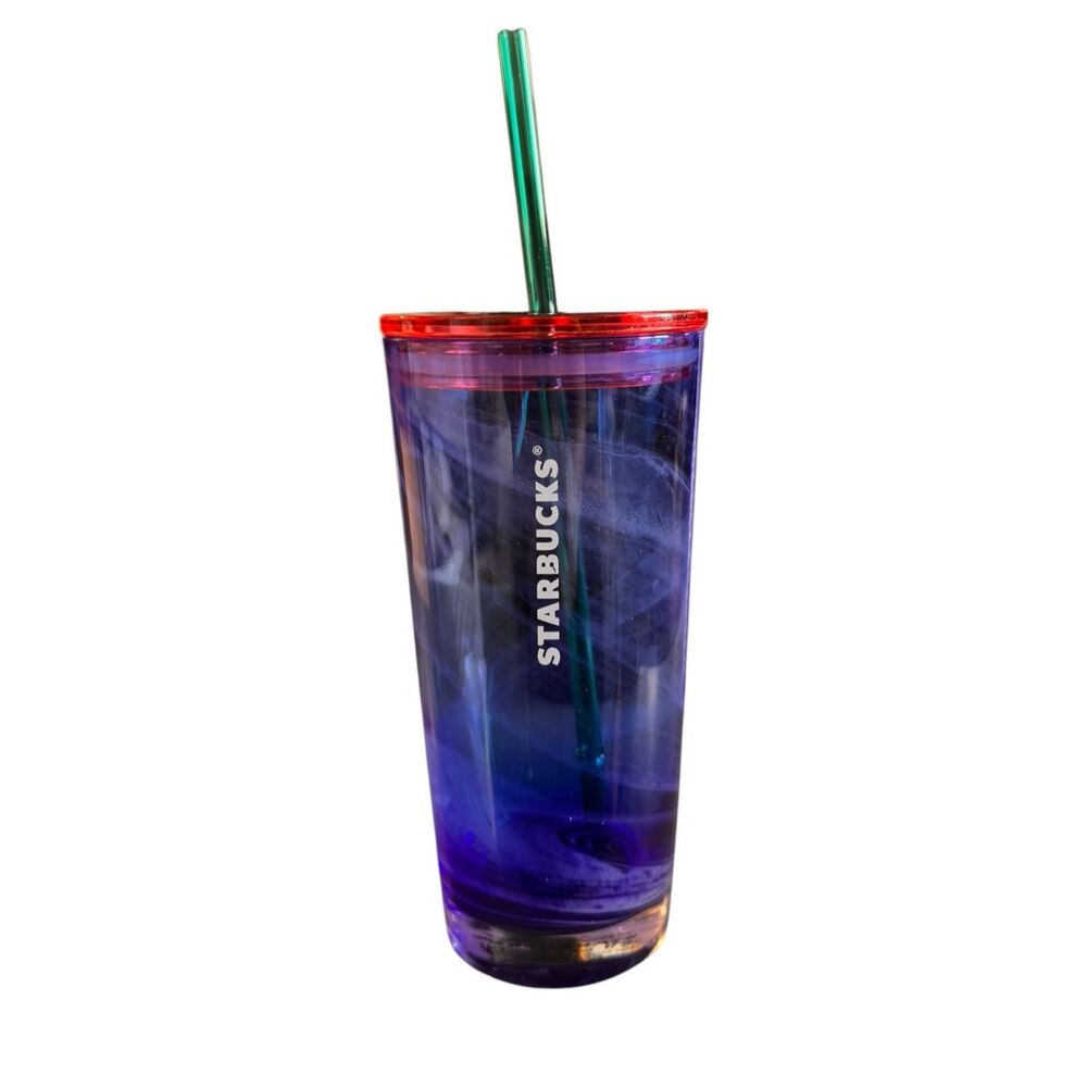 Starbucks 2022 Summer Blue Glass Swirl Wave Tumbler - 18 oz ***Item: HH061